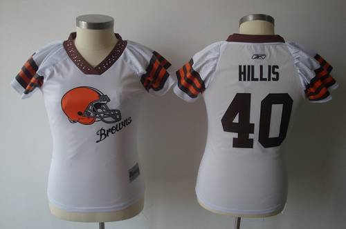 Browns #40 Peyton Hillis White 2011 Women's Field Flirt NFL Jersey